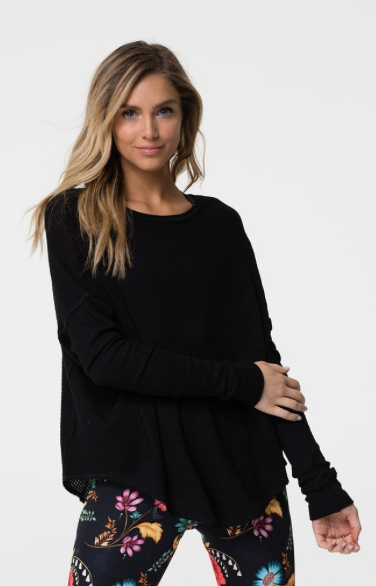 Image Title Onzie Raglan Pullover Top - Black
